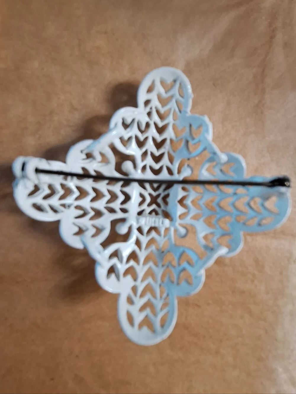 Vintage Signed Lisner Maltese Cross Filigree Brooch, Mid Century 1950, 1960